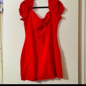 Frill trim tie front crinkle dress